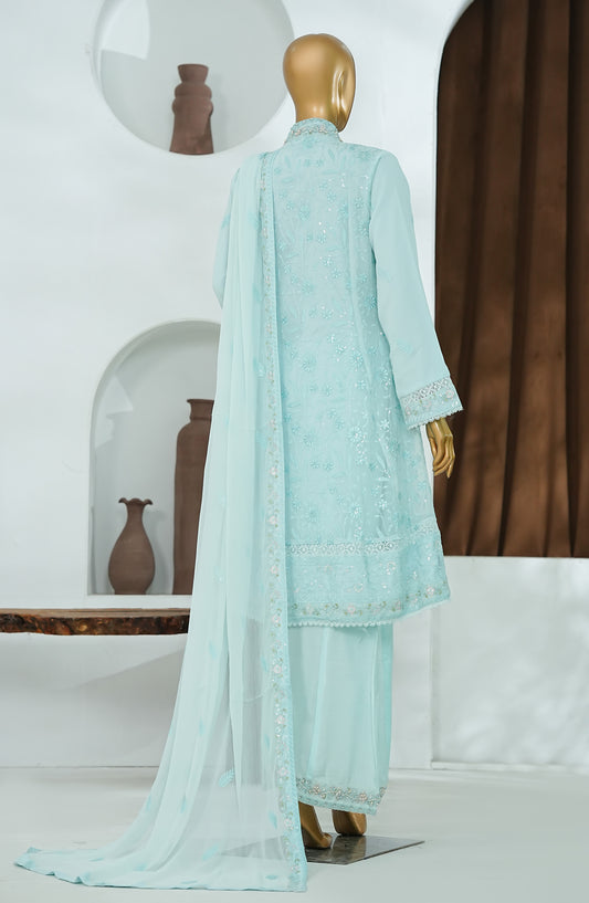 Nisbat by Maria Fabrics Embroidered Chiffon Stitched 3 Piece Suit - Nigaah - MRF26NS - Sky Blue - Luxury Collection
