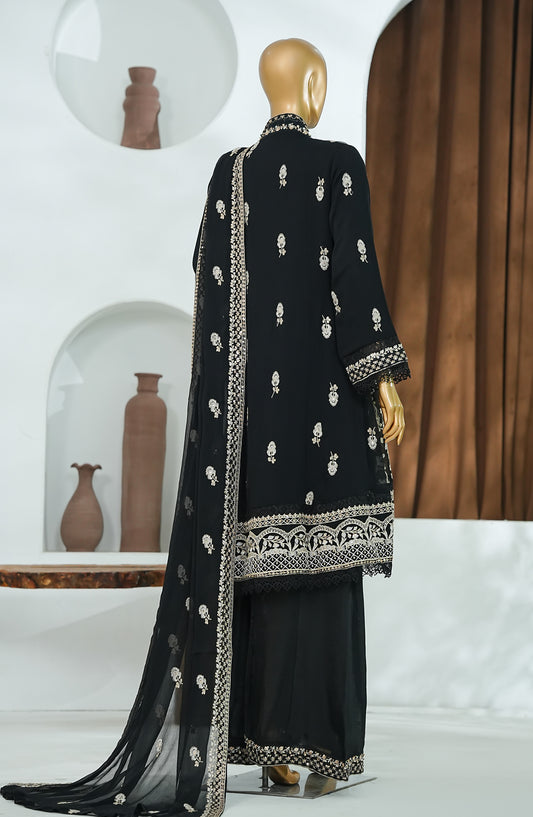 Nisbat by Maria Fabrics Embroidered Chiffon Stitched 3 Piece Suit - Firaag - MRF26NS - Black - Luxury Collection