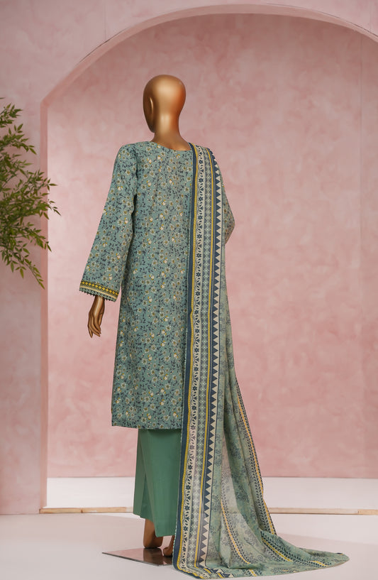 Nissa Floral by Amna Khadija Printed Cotton Cambric Stitched 3 Piece Suit - NF-05 - AM25NISS - Green - Casual Collection