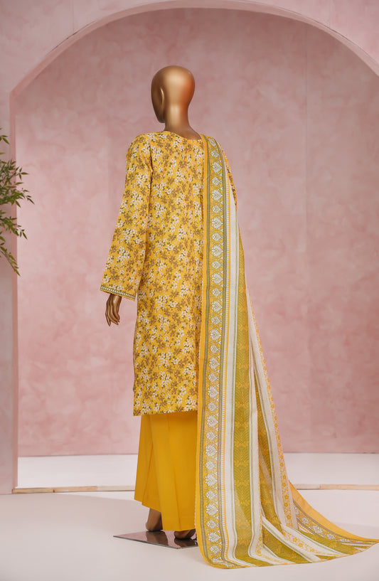 Nissa Floral by Amna Khadija Printed Cotton Cambric Stitched 3 Piece Suit - NF-04 - AM25NISS - Yellow - Casual Collection