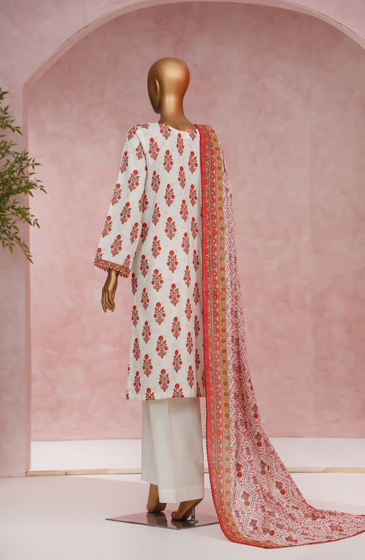 Nissa Floral by Amna Khadija Printed Cotton Cambric Stitched 3 Piece Suit - NF-03 - AM25NISS - White - Casual Collection