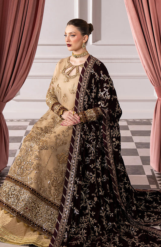 Noirah by Al Karim Embroidered Organza Unstitched 3 Piece Suit - NV-008 - AK26NOI - Yellow - Winter Collection