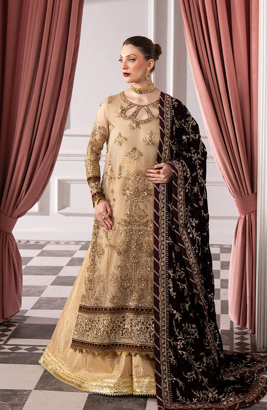 Noirah by Al Karim Embroidered Organza Unstitched 3 Piece Suit - NV-008 - AK26NOI - Yellow - Winter Collection