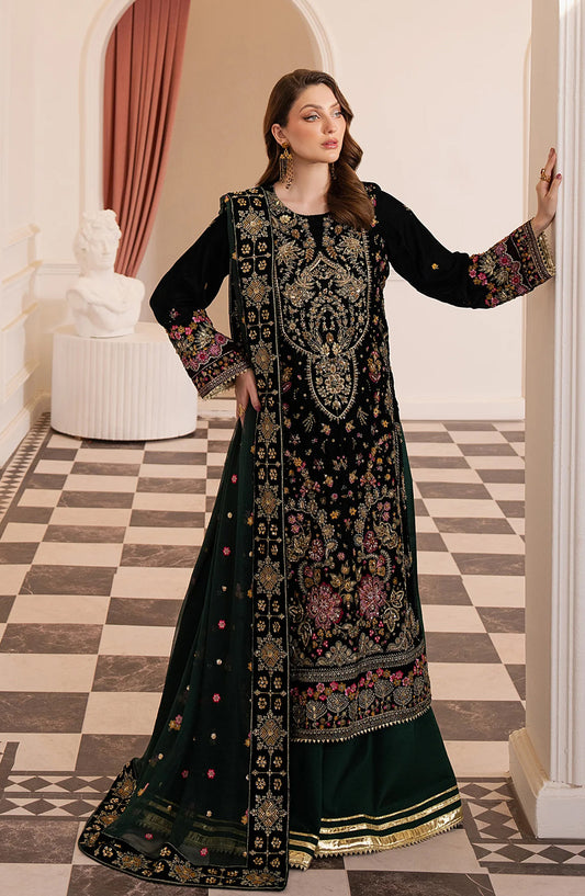 Noirah by Al Karim Embroidered Velvet Unstitched 3 Piece Suit - NV-004 - AK26NOI - Green - Winter Collection