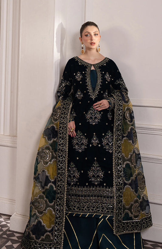 Noirah by Al Karim Embroidered Velvet Unstitched 3 Piece Suit - NV-006 - AK26NOI - Blue - Winter Collection