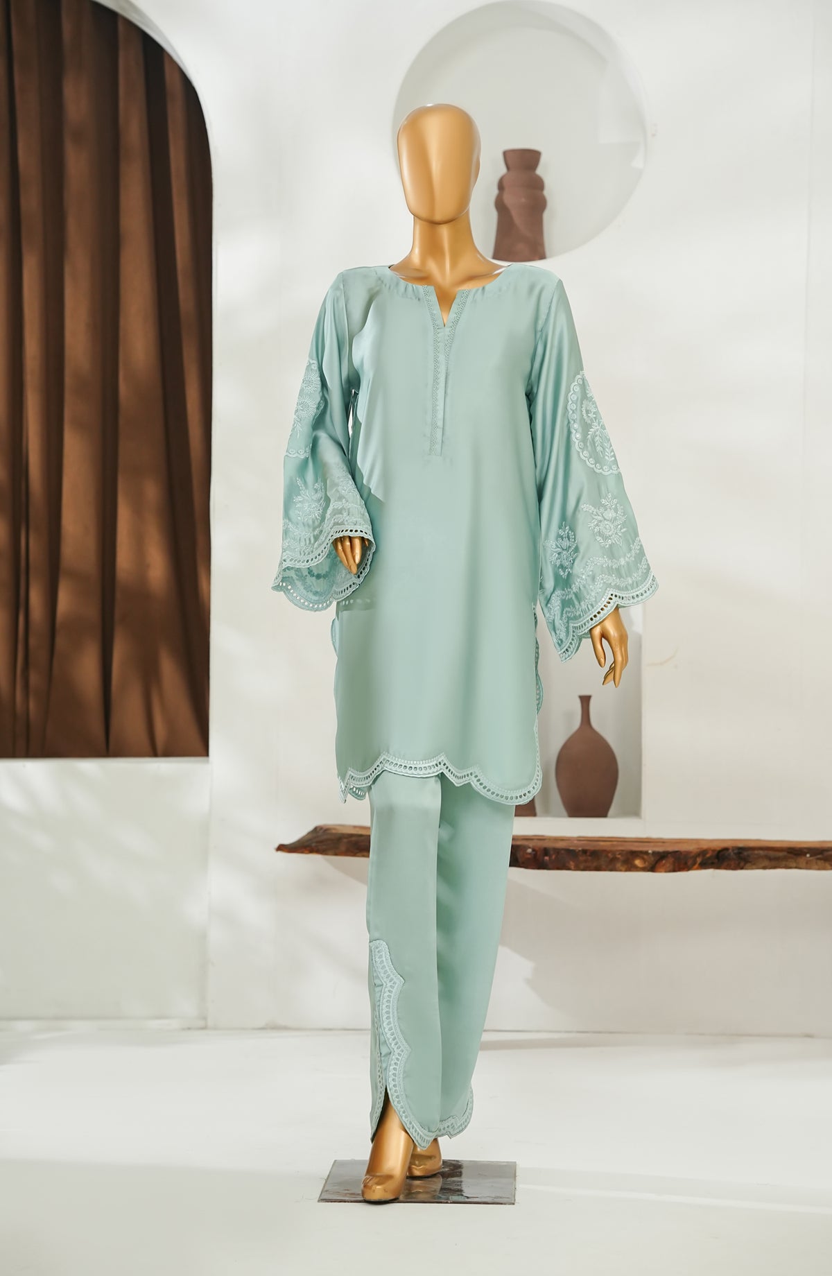 Noor-a-Sehar by Amna Khadija Embroidered Silk Stitched 2 Piece Suit - AKNS-01 - AM26AKLX - Blue - Festive Collection