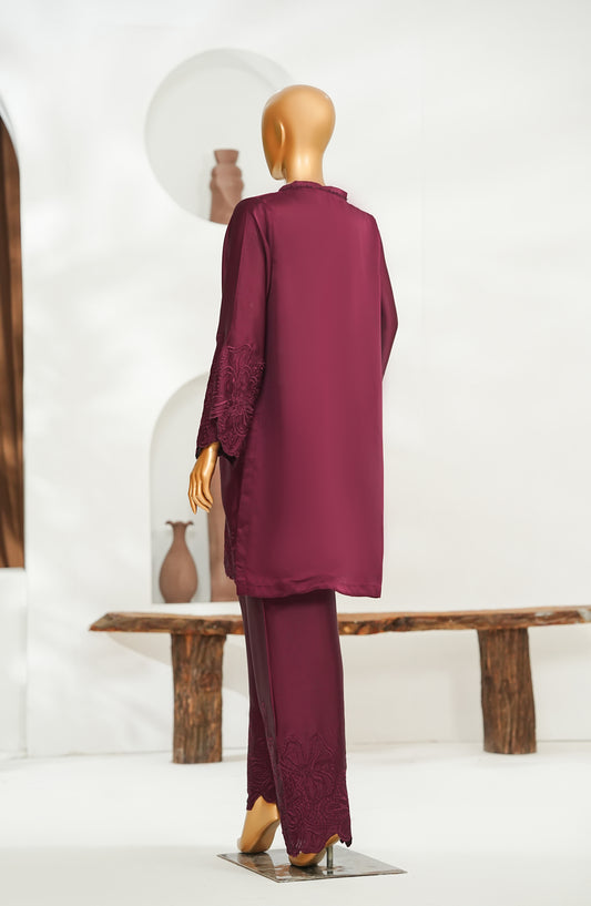 Noor-a-Sehar by Amna Khadija Embroidered Silk Stitched 2 Piece Suit - AKNS-07 - AM26AKLX - Maroon - Festive Collection