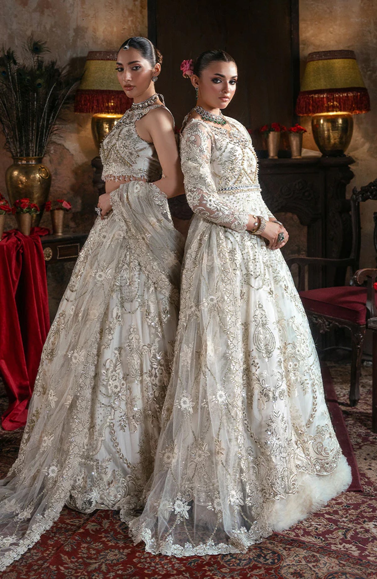 Noor-e-Naaz by Imrozia Luxury Embroidered Net Unstitched 3 Piece Suit - IB-57 JAHANARA - IMP25NRN - Pearl White - Bridal Collection