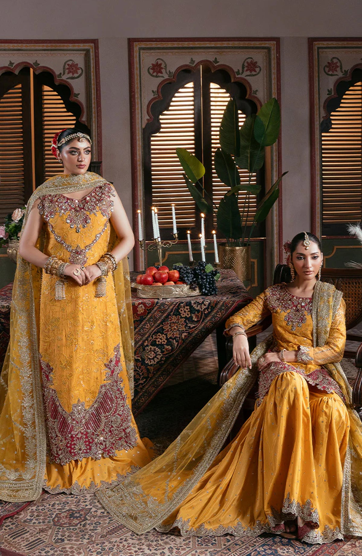Noor-e-Naaz by Imrozia Luxury Embroidered Net Unstitched 3 Piece Suit - IB-55 ROSHNI - IMP25NRN - Yellow - Bridal Collection