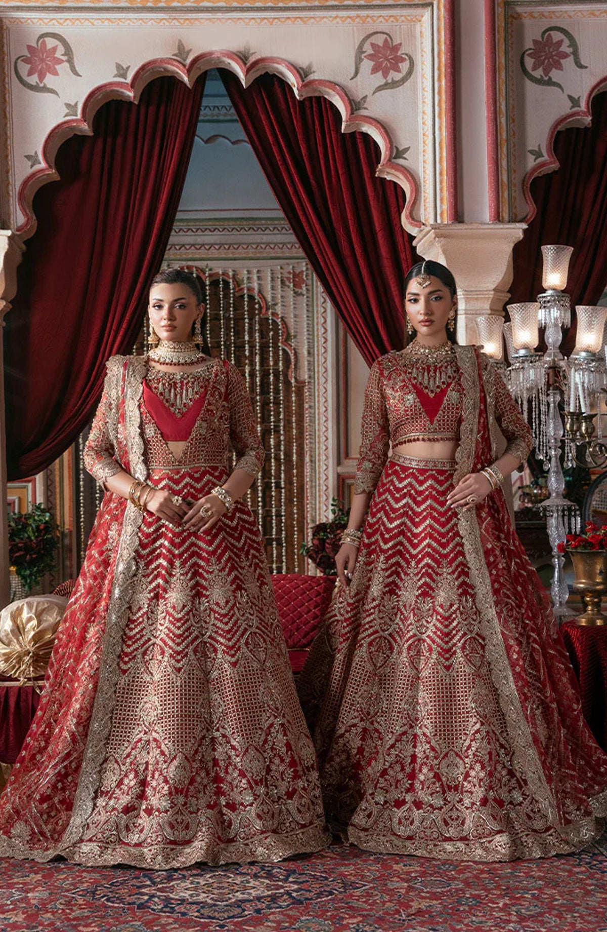 Noor-e-Naaz by Imrozia Luxury Embroidered Net Unstitched 3 Piece Suit - IB-54 ZEENAT - IMP25NRN - Red - Bridal Collection