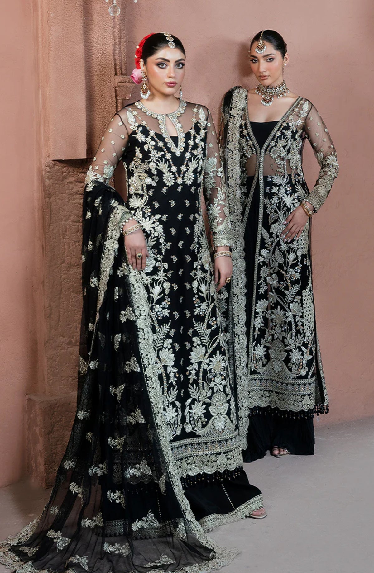 Noor-e-Naaz by Imrozia Luxury Embroidered Net Unstitched 3 Piece Suit - IB-52 NAZRANA - IMP25NRN - Black - Bridal Collection