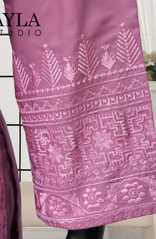 Noor-e-Rang by Ayla Embroidered Lawn Stitched 2 Piece Suit - Shabnam - AY25NRG - Pink - Summer Collection
