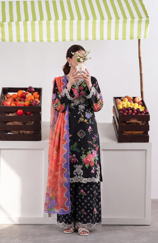 Noora by Amna Khadija Embroidered Cambric Stitched 3 Piece Suit - AKPN-02 - AM26ORA - Black - Summer Collection