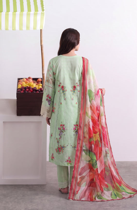 Noora by Amna Khadija Embroidered Cambric Stitched 3 Piece Suit - AKPN-05 - AM26ORA - Green - Summer Collection