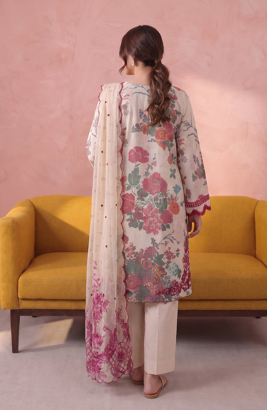 Noora by Amna Khadija Embroidered Cambric Stitched 3 Piece Suit - AKPN-06 - AM26ORA - Fawn - Summer Collection