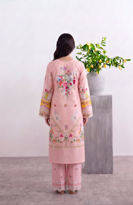 Noora by Amna Khadija Embroidered Cambric Stitched 3 Piece Suit - AKPN-07 - AM26ORA - Pink - Summer Collection