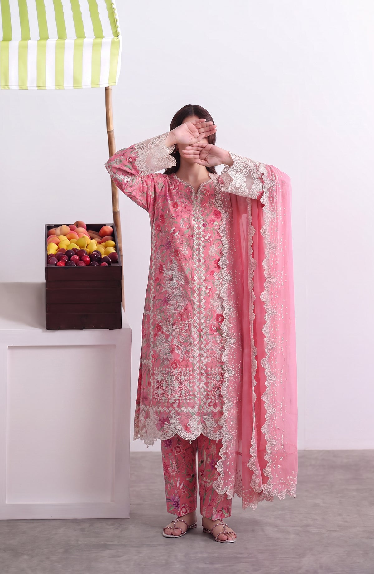 Noora by Amna Khadija Embroidered Cambric Stitched 3 Piece Suit - AKPN-08 - AM26ORA - Pink - Summer Collection