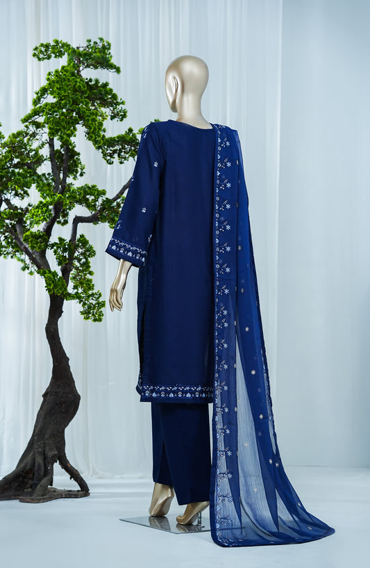 Noor by Amna Khadija Embroidered Self Jacquard Stitched 3 Piece Suit - AKN-06 - AM26NFS - Blue - Festive Collection