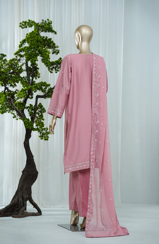 Noor by Amna Khadija Embroidered Self Jacquard Stitched 3 Piece Suit - AKN-05 - AM26NFS - Pink - Festive Collection