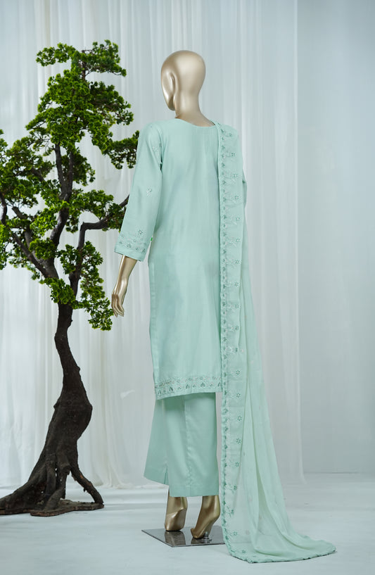 Noor by Amna Khadija Embroidered Self Jacquard Stitched 3 Piece Suit - AKN-03 - AM26NFS - Ferozi - Festive Collection