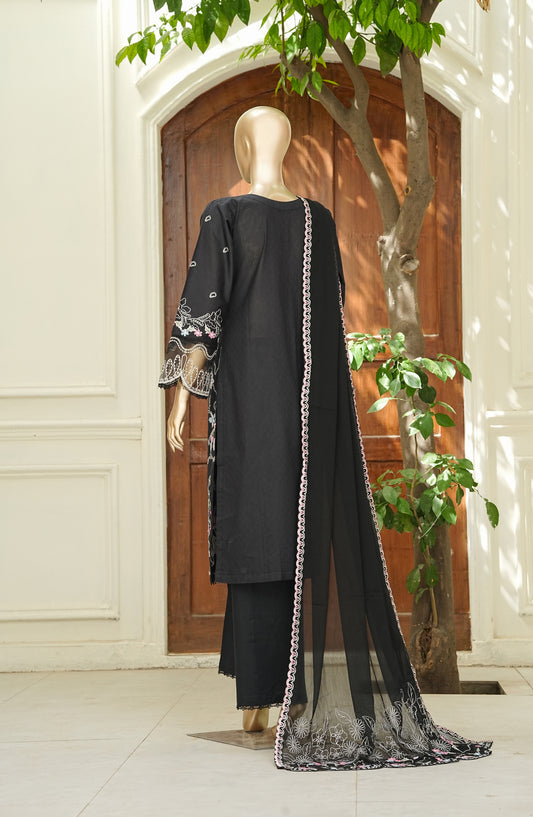 Noor e Sumaika by Amna Khadija Embroidered Lawn Stitched 3 Piece Suit - AKNS-01 - AM26NRSK - Black - Summer Collection