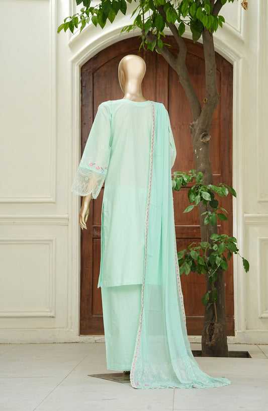 Noor e Sumaika by Amna Khadija Embroidered Lawn Stitched 3 Piece Suit - AKNS-02 - AM26NRSK - Sea Green - Summer Collection