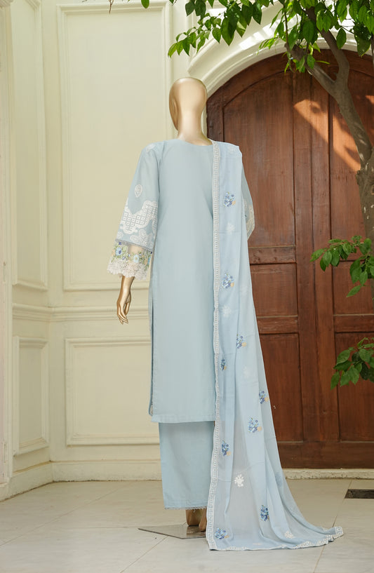 Noor e Sumaika by Amna Khadija Embroidered Lawn Stitched 3 Piece Suit - AKNS-07 - AM26NRSK - Blue - Summer Collection