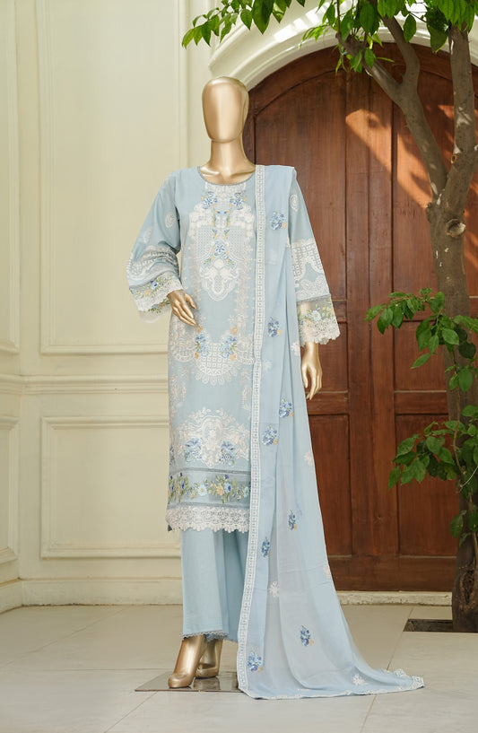 Noor e Sumaika by Amna Khadija Embroidered Lawn Stitched 3 Piece Suit - AKNS-07 - AM26NRSK - Blue - Summer Collection