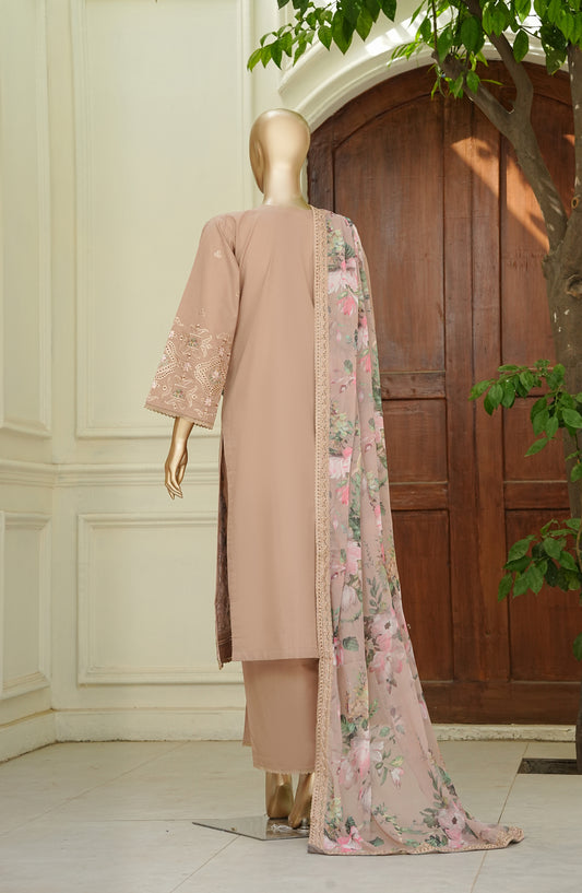 Noor e Sumaika by Amna Khadija Embroidered Lawn Stitched 3 Piece Suit - AKNS-08 - AM26NRSK - Peach - Summer Collection