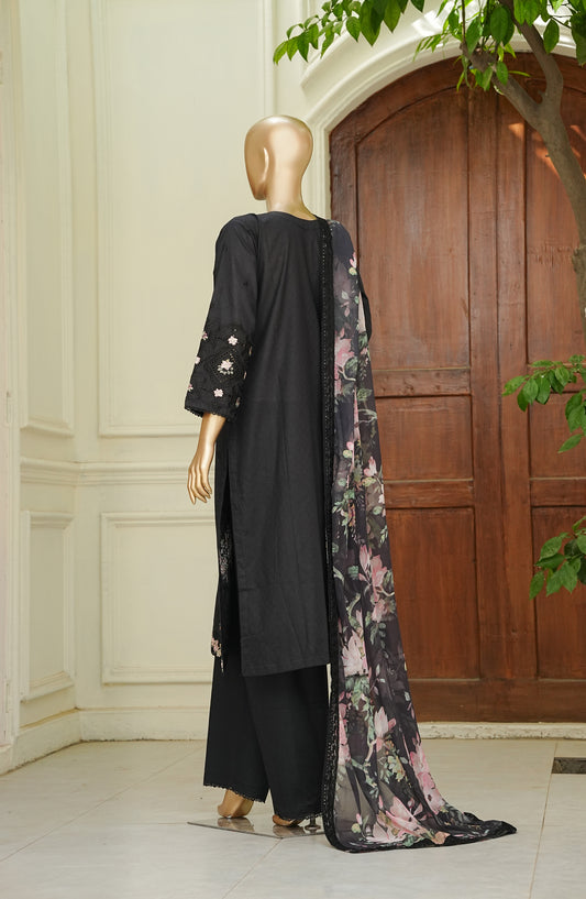Noor e Sumaika by Amna Khadija Embroidered Lawn Stitched 3 Piece Suit - AKNS-09 - AM26NRSK - Black - Summer Collection