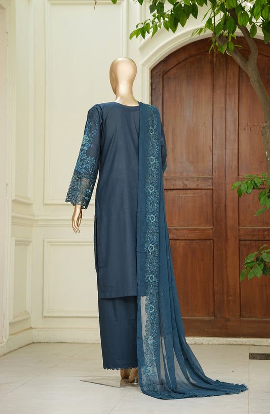 Noor e Sumaika by Amna Khadija Embroidered Lawn Stitched 3 Piece Suit - AKNS-11 - AM26NRSK - Blue - Summer Collection