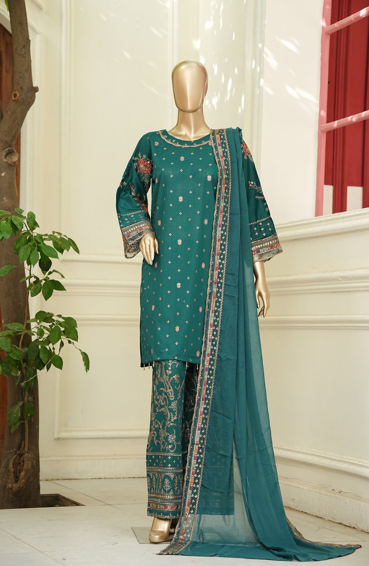 Noor e Sumaika by Amna Khadija Embroidered Lawn Stitched 3 Piece Suit - AKNS-13 - AM26NRSK - Green - Summer Collection