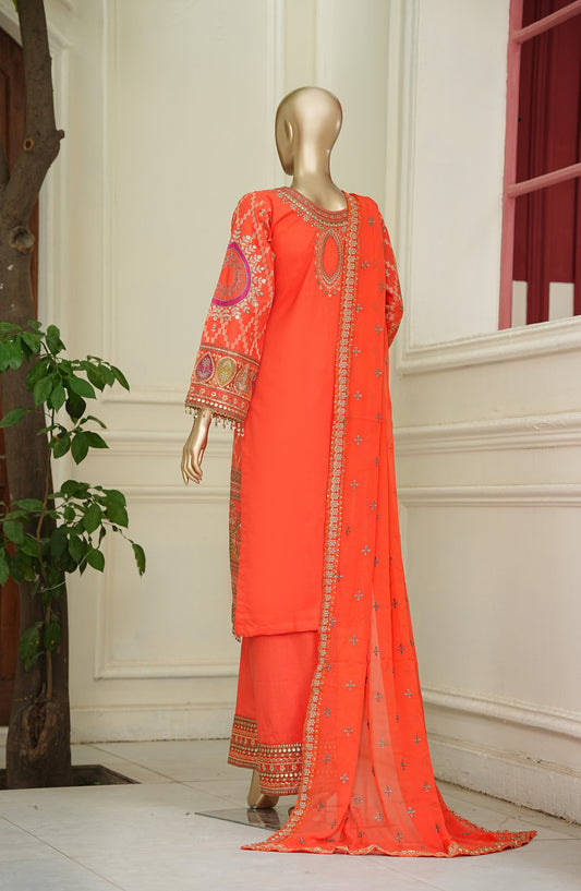 Noor e Sumaika by Amna Khadija Embroidered Lawn Stitched 3 Piece Suit - AKNS-17 - AM26NRSK - Orange - Summer Collection