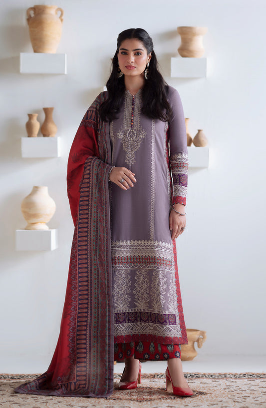 Noore by Freesia Embroidered Khaddar Unstitched 3 Piece Suit - ZALAAN - FSU5672 - FS25NRE - Pewter - Winter Collection