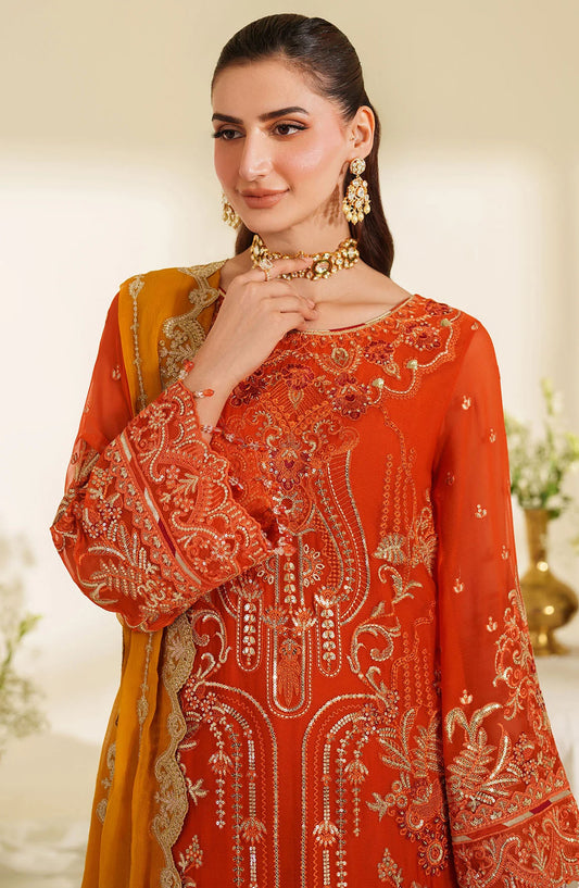 Noore by Imrozia Embroidered Chiffon Unstitched 3 Piece Suit - M-100 SIRA - IMP25NOR - Orange - Festive Collection
