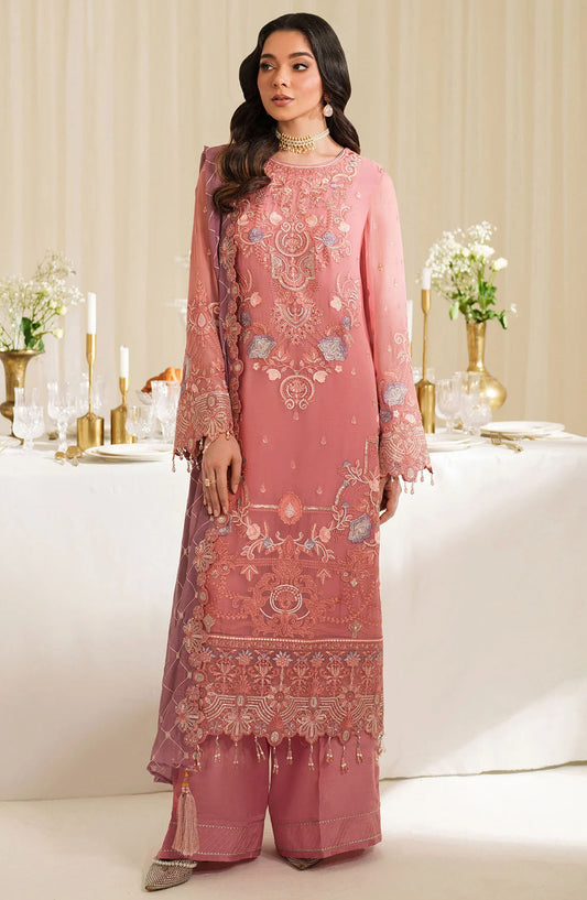 Noore by Imrozia Embroidered Chiffon Unstitched 3 Piece Suit - M-91 LUNA - IMP25NOR - Pink - Festive Collection