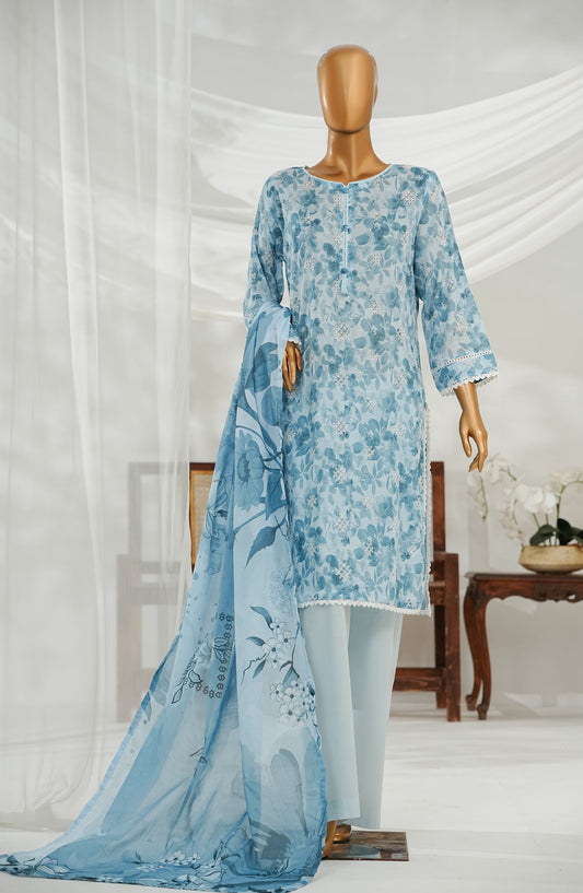 Noorey by Amna Khadija Embroidered Lawn Stitched 3 Piece Suit - AKN-08 - AM25NOREY - Light Blue - Summer Collection