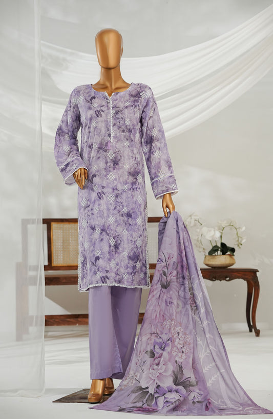 Noorey by Amna Khadija Embroidered Lawn Stitched 3 Piece Suit - AKN-07 - AM25NOREY - Purple - Summer Collection
