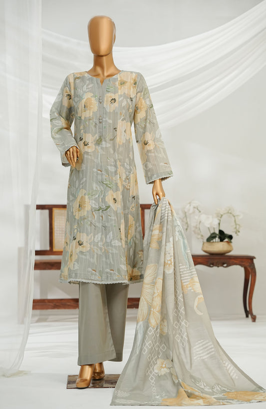 Noorey by Amna Khadija Digital Printed Lawn Stitched 3 Piece Suit - AKN-02 - AM25NOREY - Grey - Summer Collection