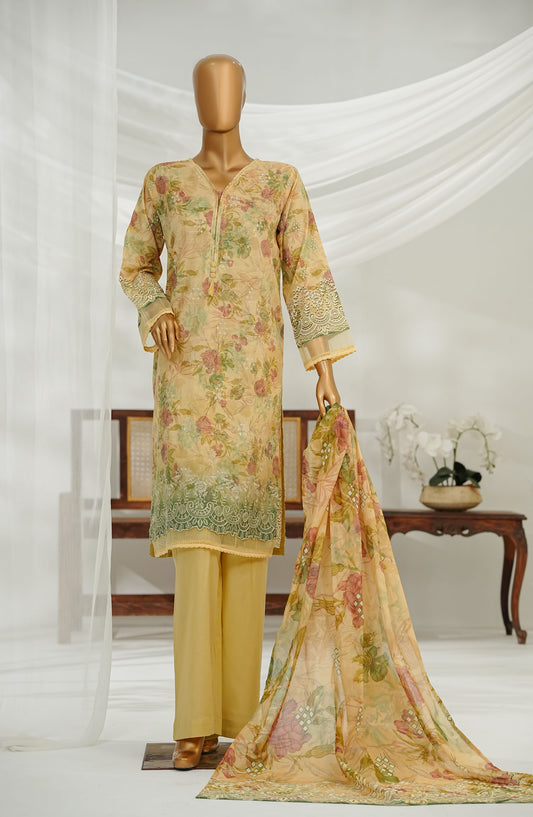 Noorey by Amna Khadija Embroidered Lawn Stitched 3 Piece Suit - AKN-01 - AM25NOREY - Mustard - Summer Collection