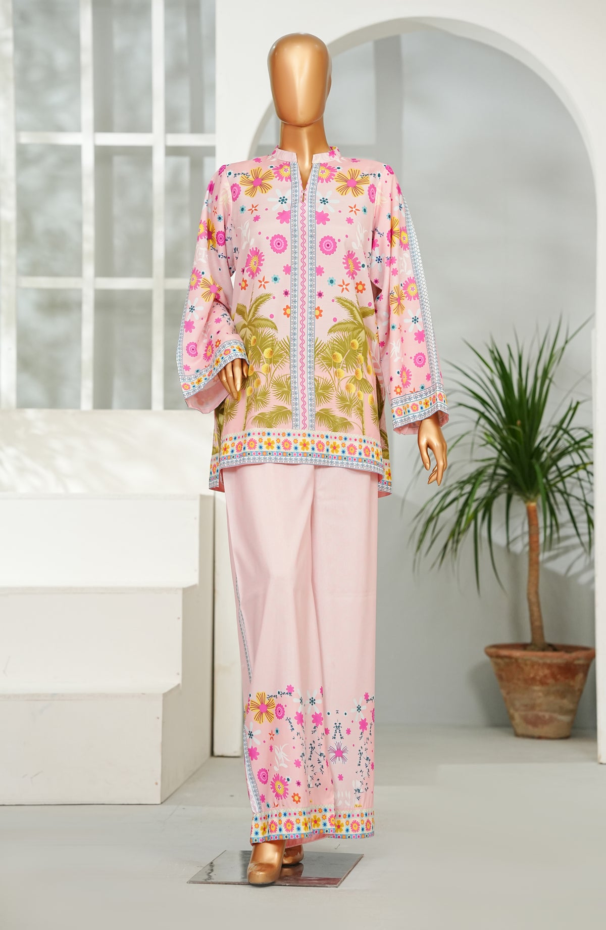 Nooru Luxe Prints by Amna Khadija Printed Poly Cambric Stitched 2 Piece Suit - NLP-02 - AM26NORU - Pink - Summer Collection