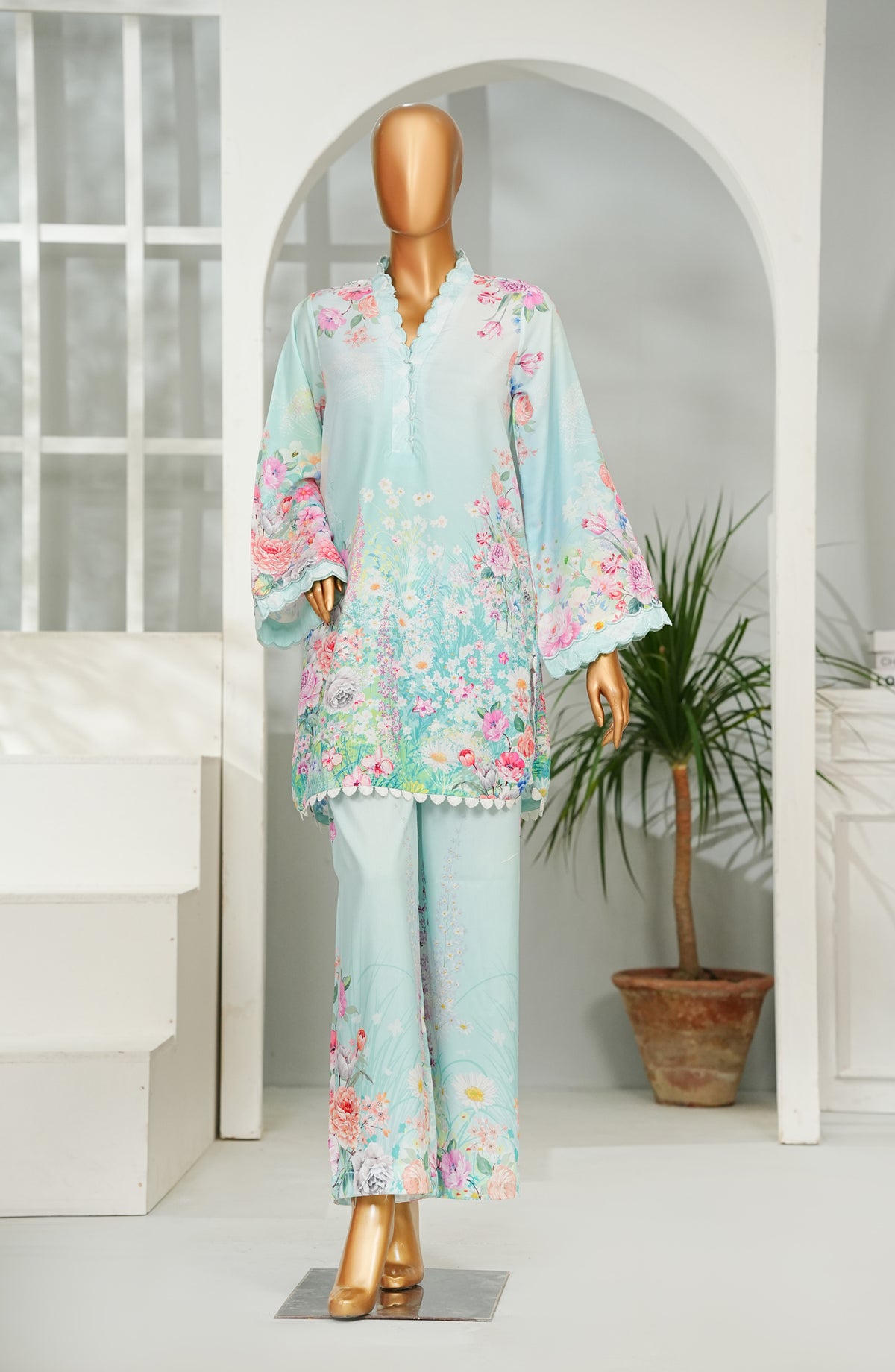 Nooru Luxe Prints by Amna Khadija Printed Poly Cambric Stitched 2 Piece Suit - NLP-03 - AM26NORU - Blue - Summer Collection