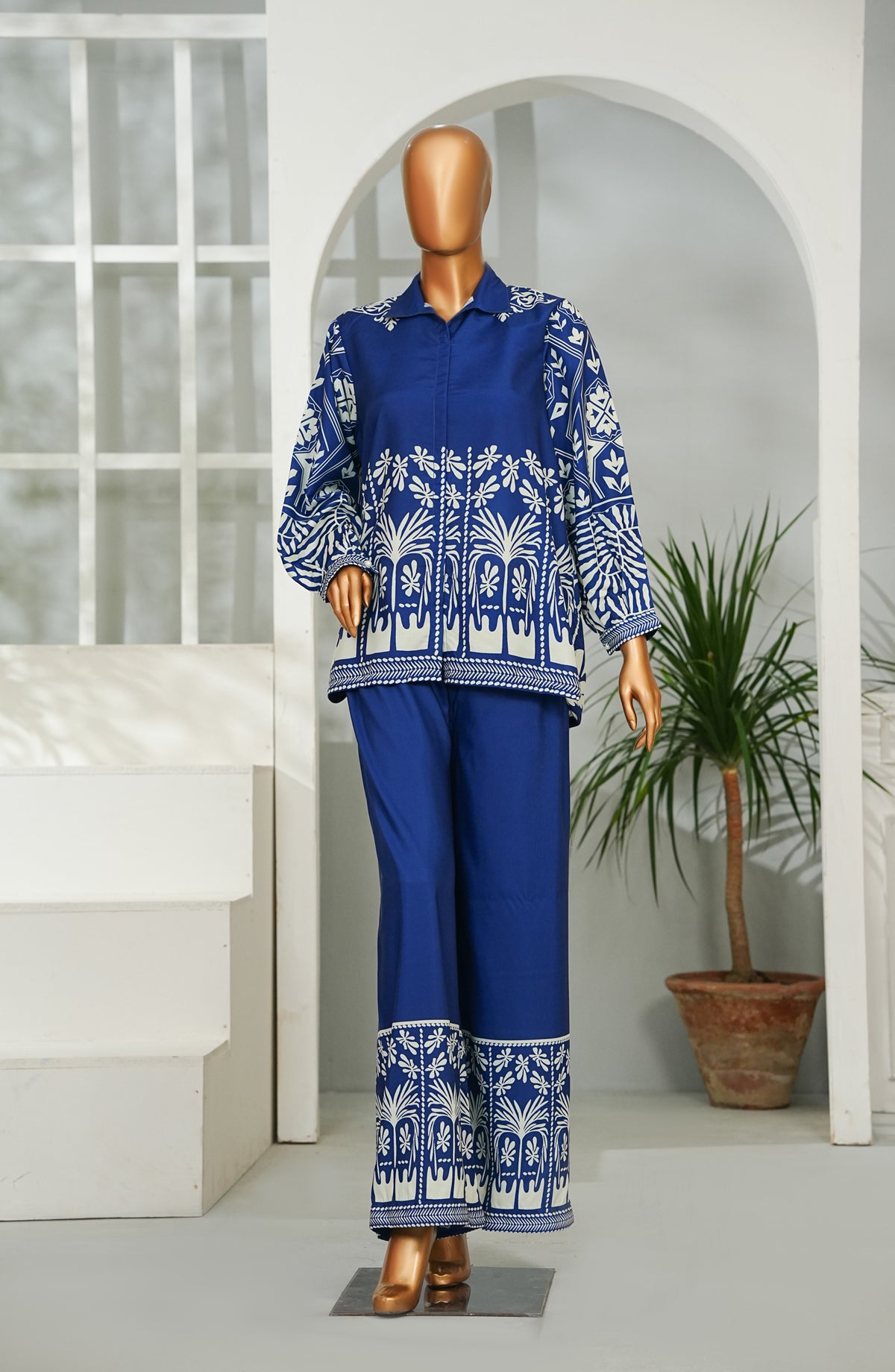 Nooru Luxe Prints by Amna Khadija Printed Poly Cambric Stitched 2 Piece Suit - NLP-04 - AM26NORU - Blue - Summer Collection