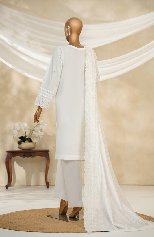 Nur Mahal by Amna Khadija Embroidered Cotton Stitched 3 Piece Suit - NM-04 - AM25NUMH - White - Summer Collection