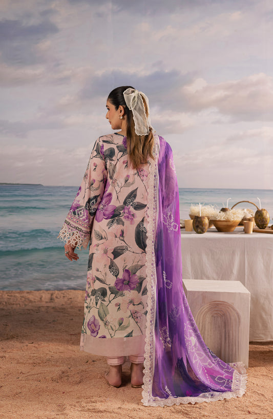 Nureh Gardenia Embroidered Lawn Unstitched 3 Piece Suit - NSG-216 - NL26DE - Peach - Summer Collection
