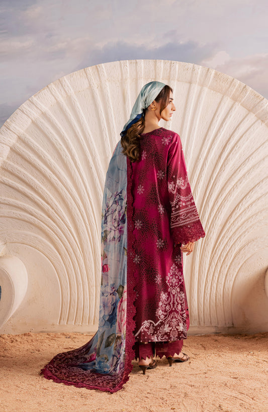 Nureh Gardenia Embroidered Lawn Unstitched 3 Piece Suit - NSG-219 - NL26DE - Pink - Summer Collection