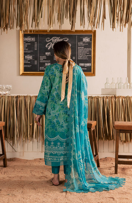 Nureh Gardenia Embroidered Lawn Unstitched 3 Piece Suit - NSG-221 - NL26DE - Green - Summer Collection