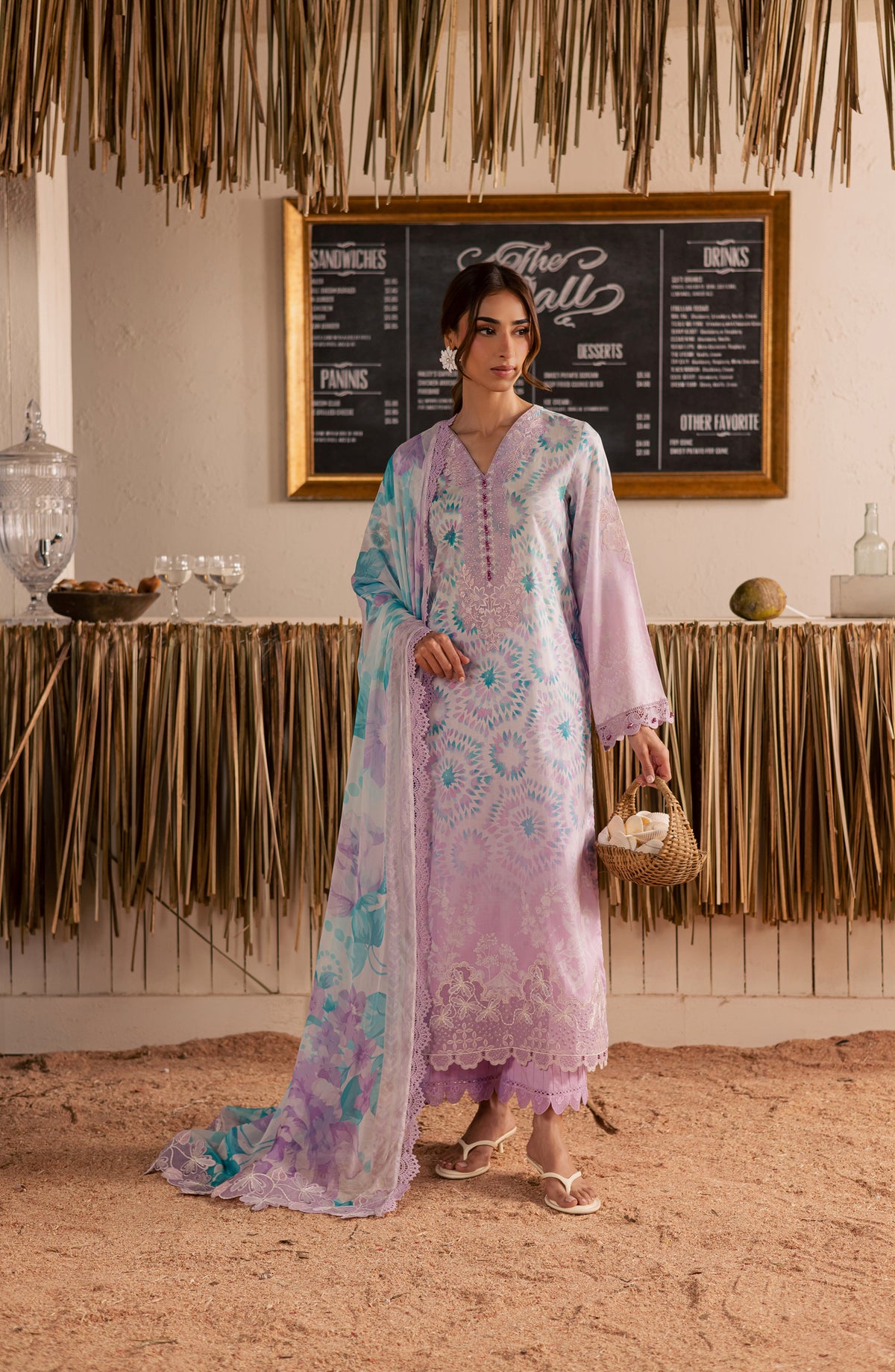 Nureh Gardenia Embroidered Lawn Unstitched 3 Piece Suit - NSG-222 - NL26DE - Purple - Summer Collection