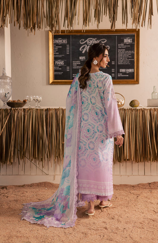Nureh Gardenia Embroidered Lawn Unstitched 3 Piece Suit - NSG-222 - NL26DE - Purple - Summer Collection
