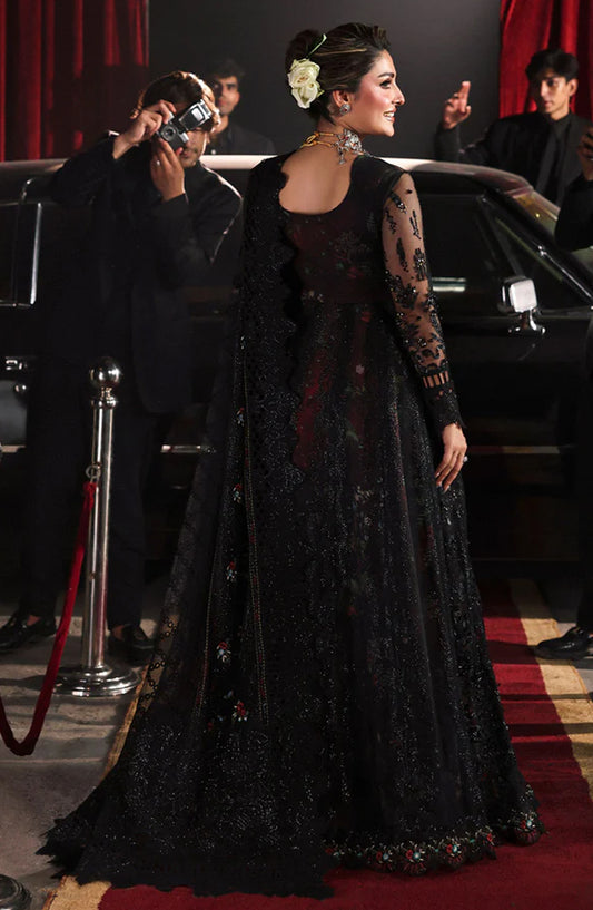 Nureh Jhoomro Luxury Embroidered Net Unstitched 3 Piece Suit - NL-87 Fayra - NU25JHM - Black - Formals Collection